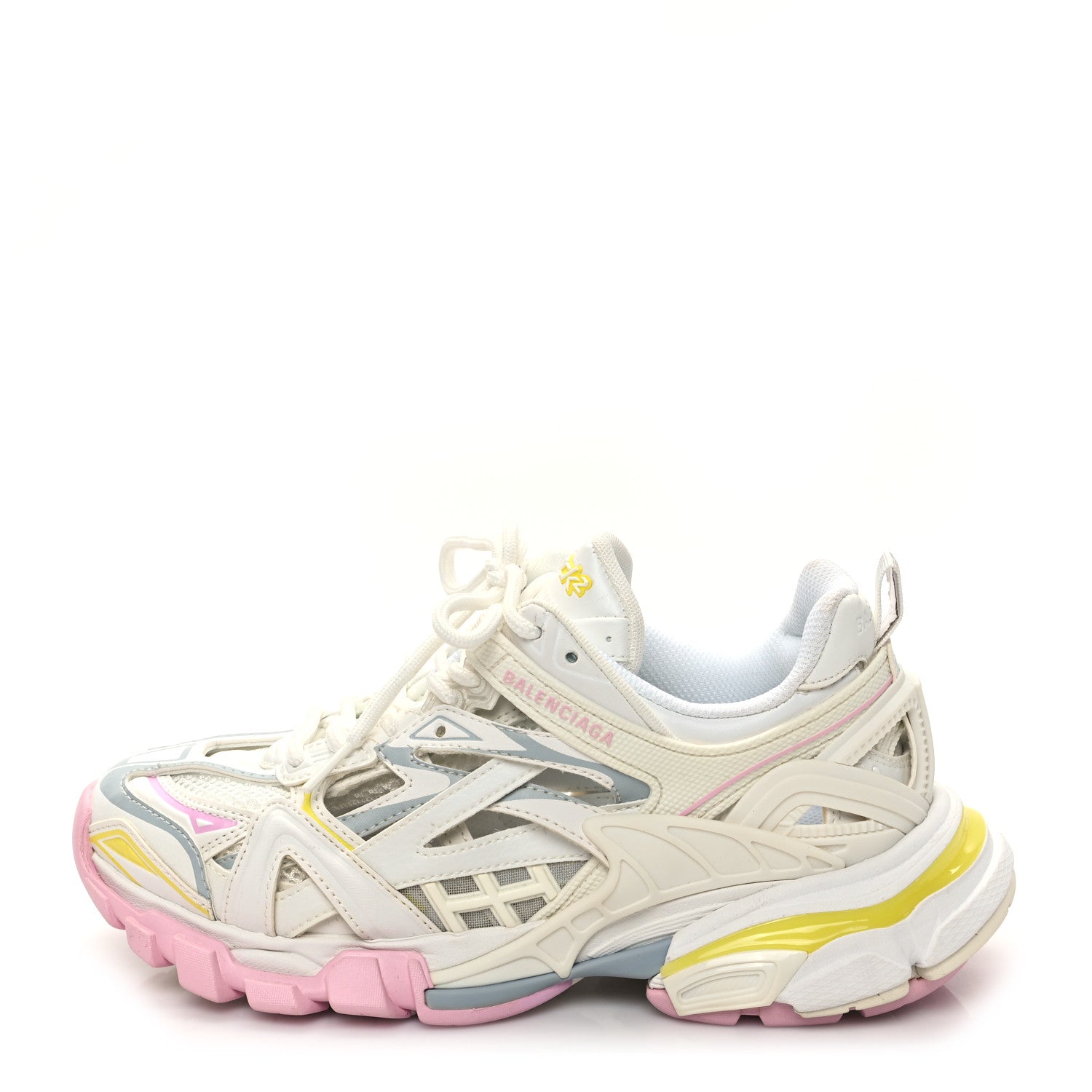 Balenciaga Rubber Mesh Tri-Color Womens Track.2 Open Sneakers 36 Light Yellow Light Pink Light Blue 1 of 9