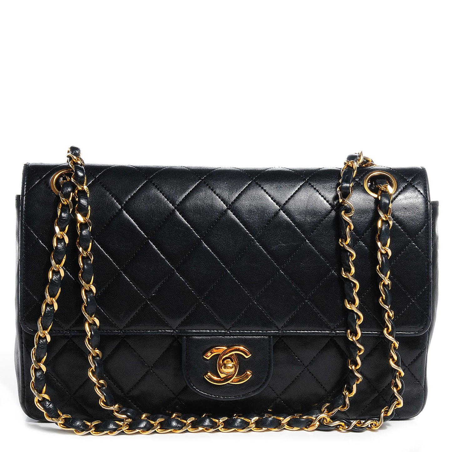 Lambskin Medium Double Flap Black