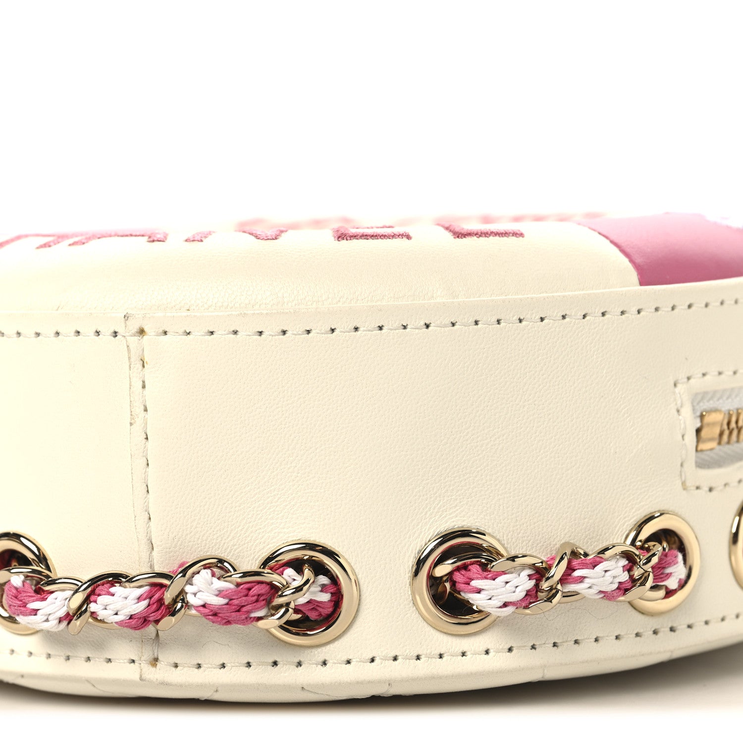 Chanel Lambskin Coco Lifesaver Round Bag Pink White 10 of 11