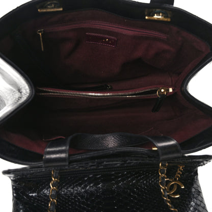 Chanel Snakeskin Glazed Calfskin Quilted Urban Mix Tote Black 5 of 10