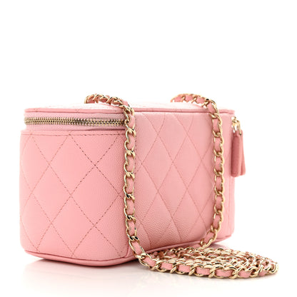 Chanel Caviar Quilted Small Vanity Case With Chain Pink 3 of 12