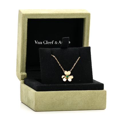 Van Cleef & Arpels 18K Yellow Gold Emerald Mini Frivole Pendant Necklace 6 of 6