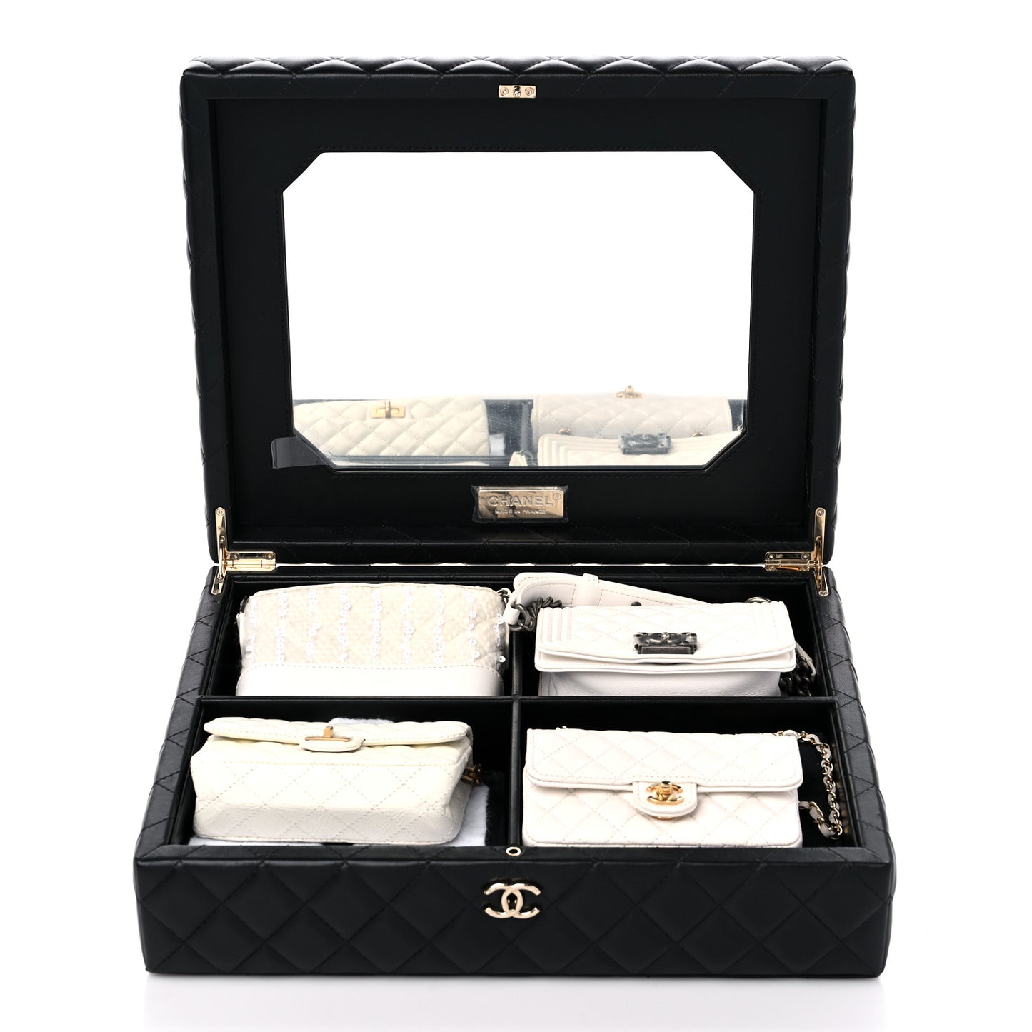 Lambskin Calfskin Tweed Success Story Set of 4 Minis Bags White
