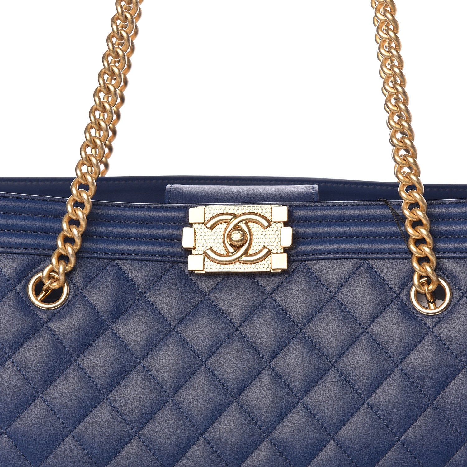 Chanel Calfskin Quilted Large Boy Tote Navy 10 of 10
