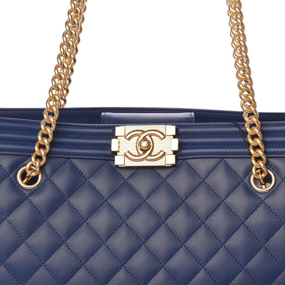 Chanel Calfskin Quilted Large Boy Tote Navy 10 of 10