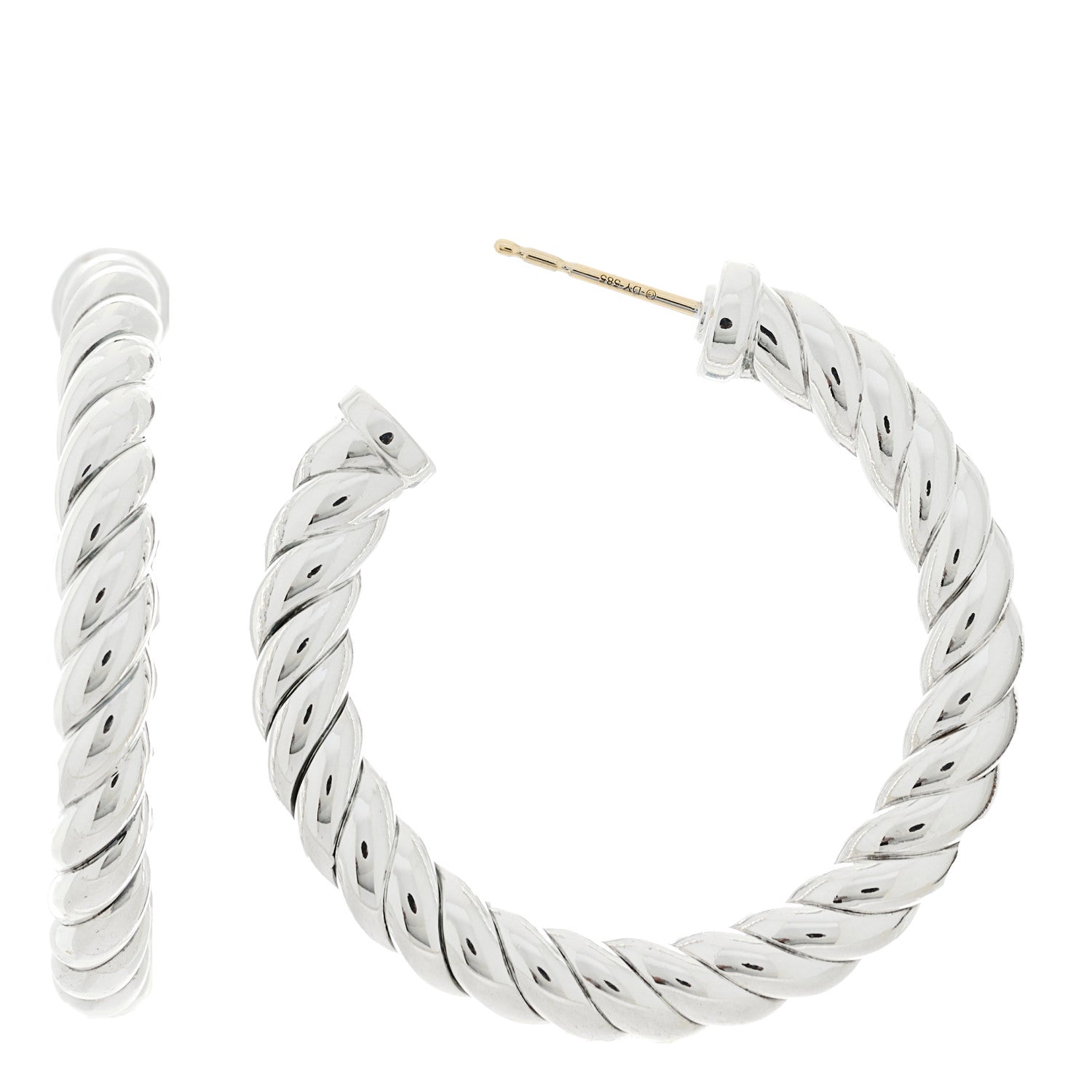 David Yurman Sterling Silver Sculpted Cable Hoop Earrings 1 of 4