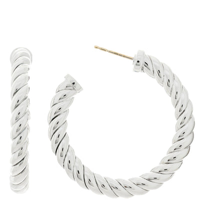 David Yurman Sterling Silver Sculpted Cable Hoop Earrings 1 of 4