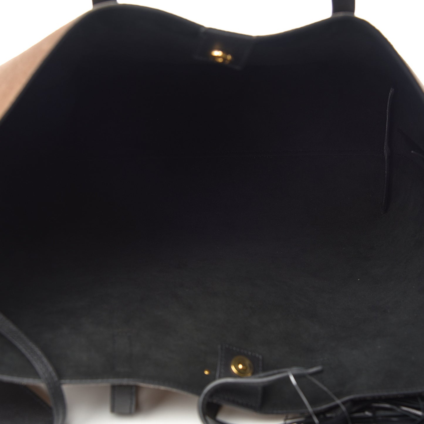 Suede East West Shopping Tote Beige Black