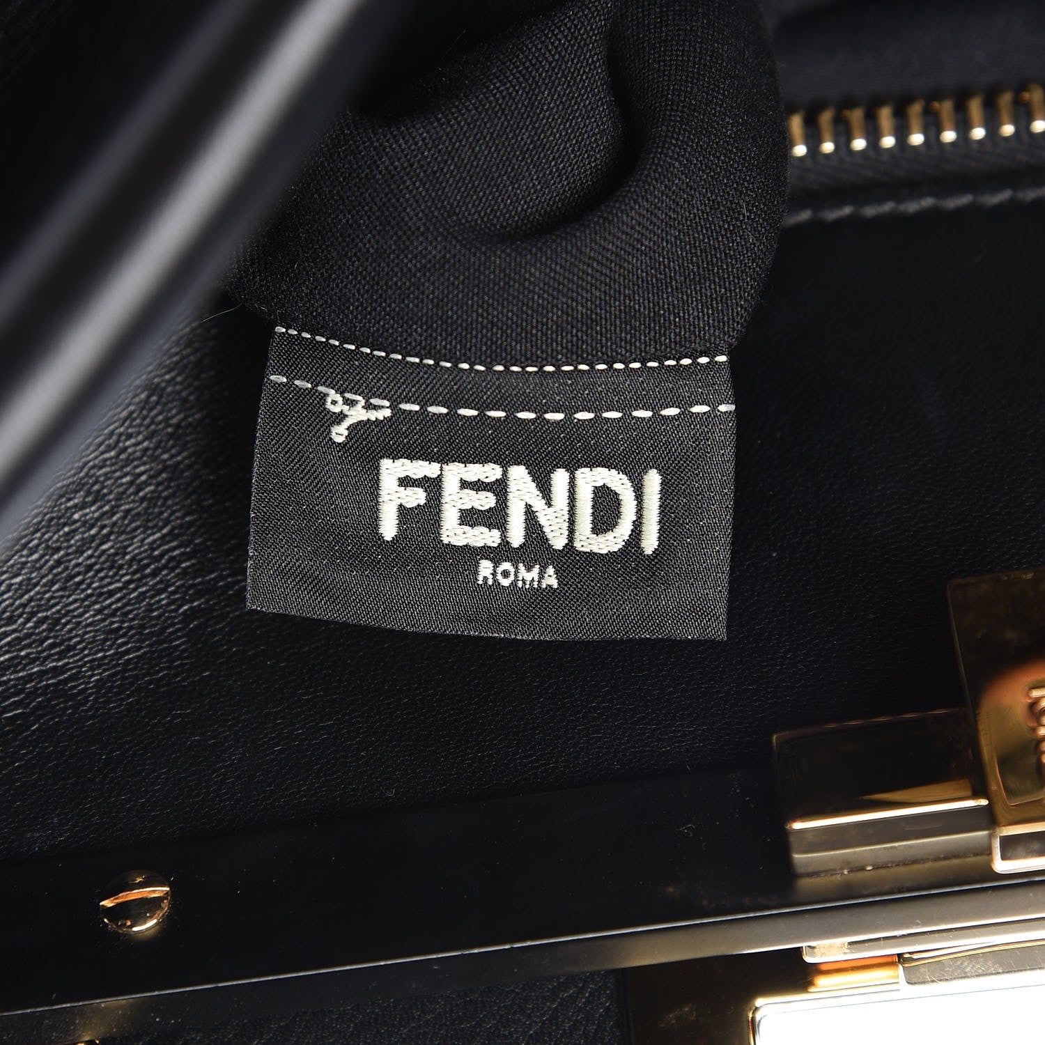 Fendi Vitello Seta Shiny Nappa Large Peekaboo Iconic Satchel Black 8 of 10