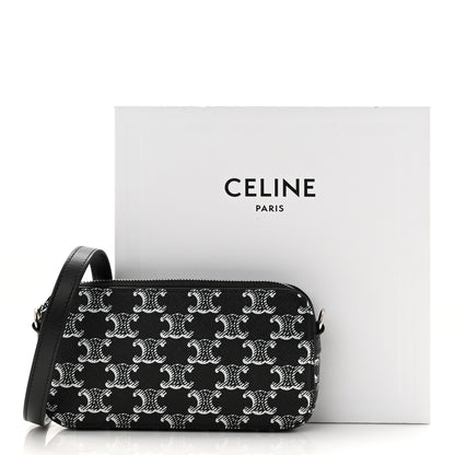 Celine Triomphe Canvas Horizontal Pouch Silver Black 22 of 23