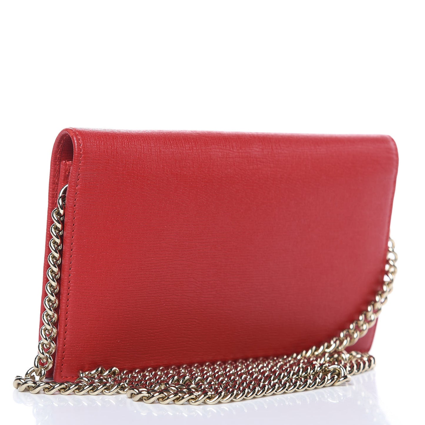 Textured Calfskin Medium Betty Chain Wallet Tabasco Red