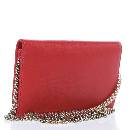 Gucci Textured Calfskin Medium Betty Chain Wallet Tabasco Red 3 of 11