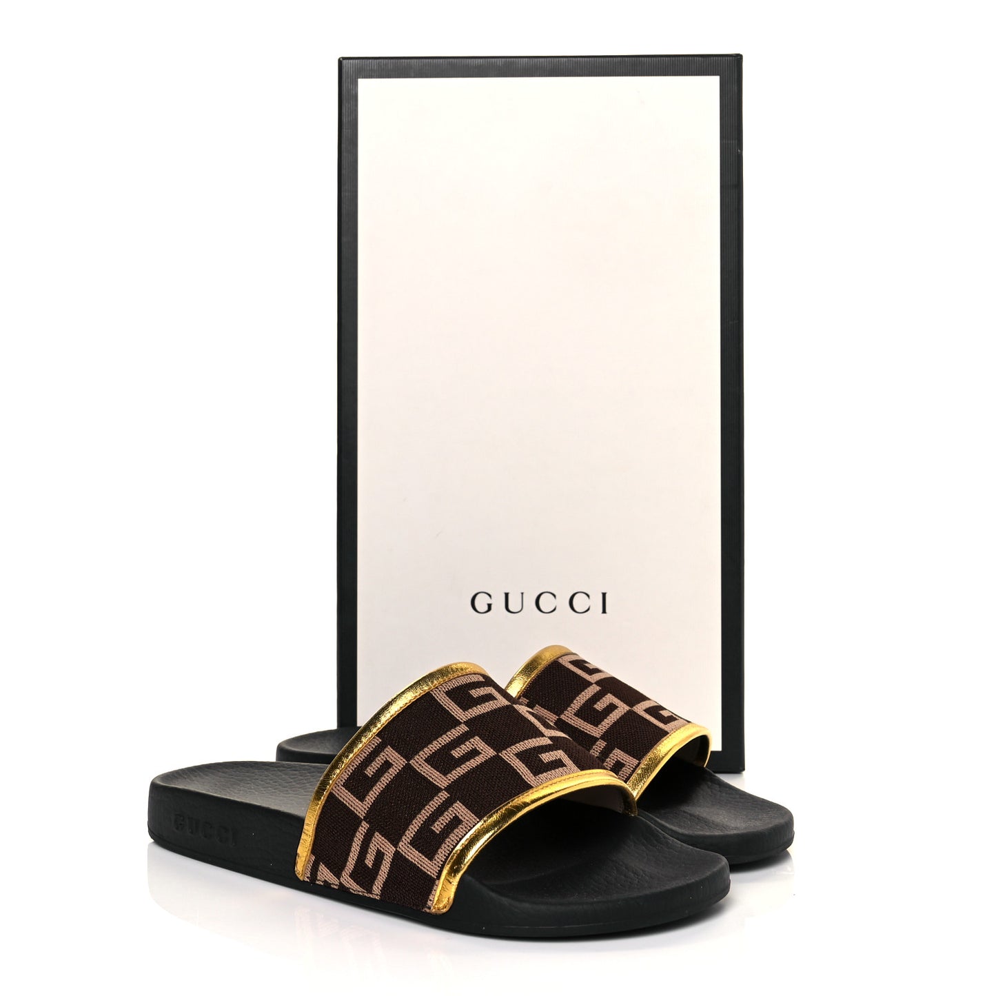 Jersey Nappa Square G Mens Pursuit Slide Sandals 7 Chocolate Desert Sand Gold