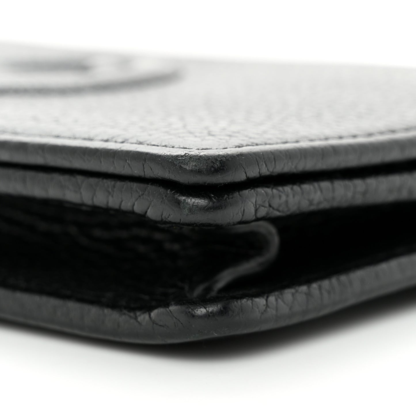 Pebbled Calfskin Soho Wallet On Chain Black