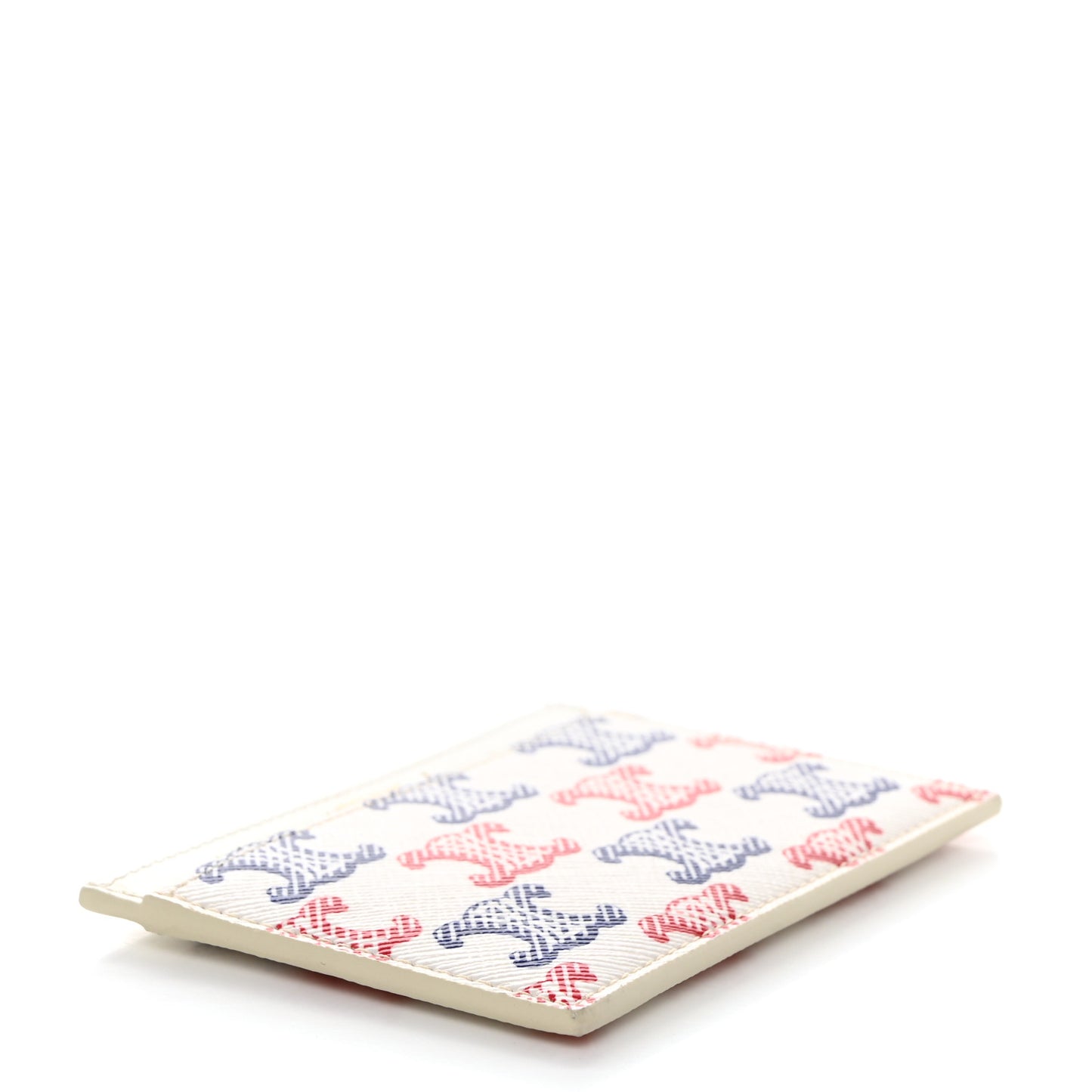 Triomphe Canvas Card Holder White Blue Red