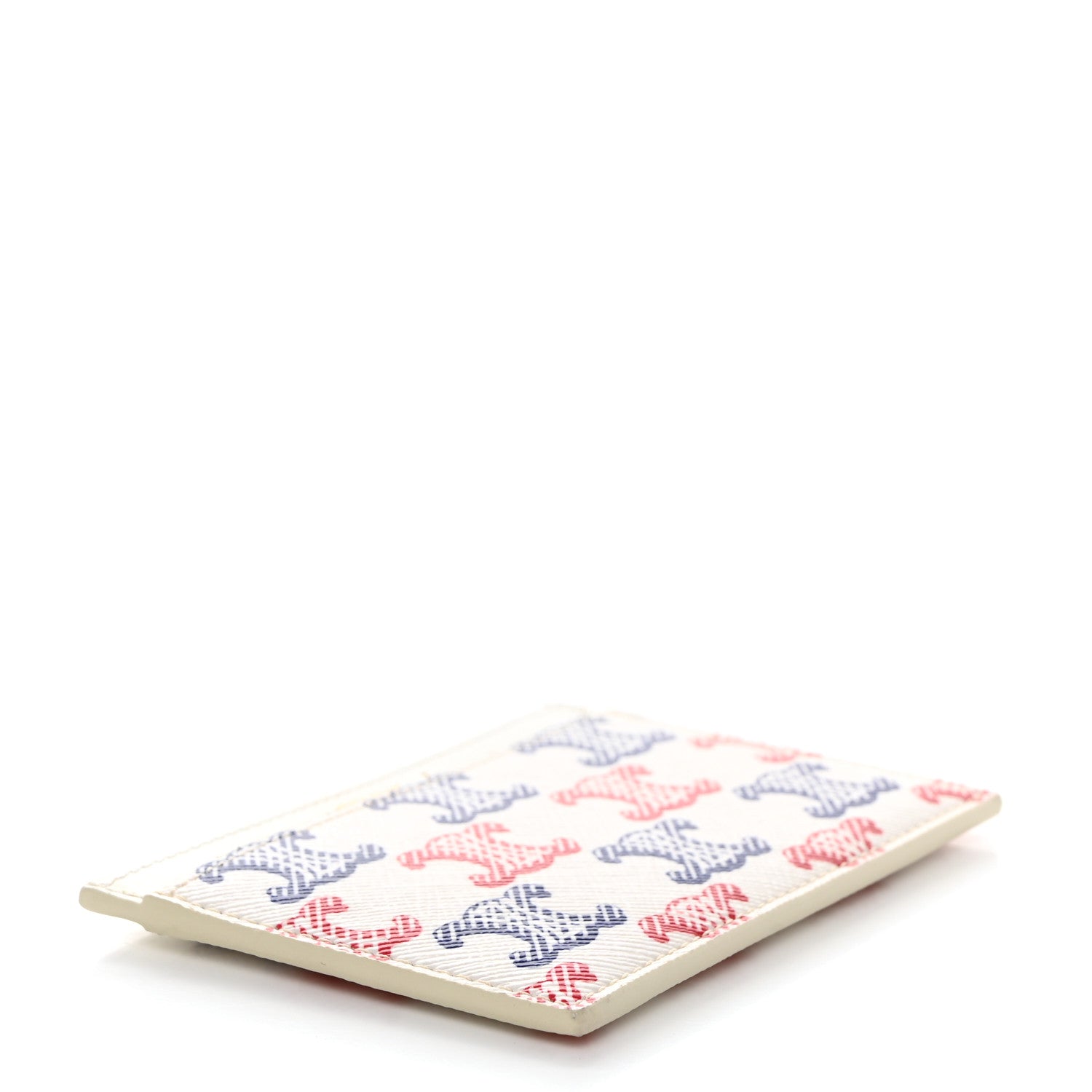 Celine Triomphe Canvas Card Holder White Blue Red 3 of 6