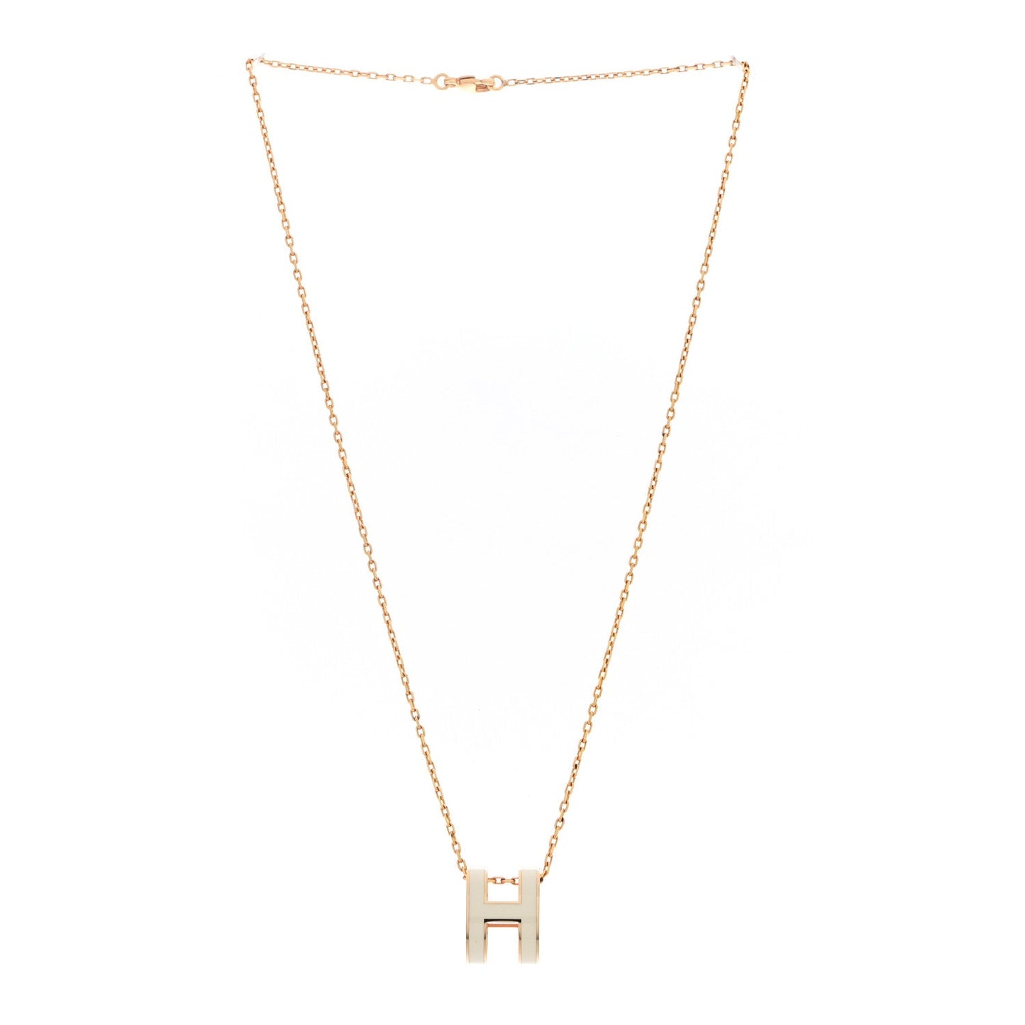 Lacquered Gold Pop H Pendant Necklace White