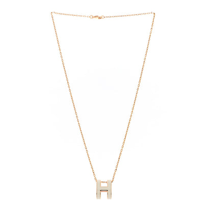 Hermes Lacquered Gold Pop H Pendant Necklace White 3 of 8
