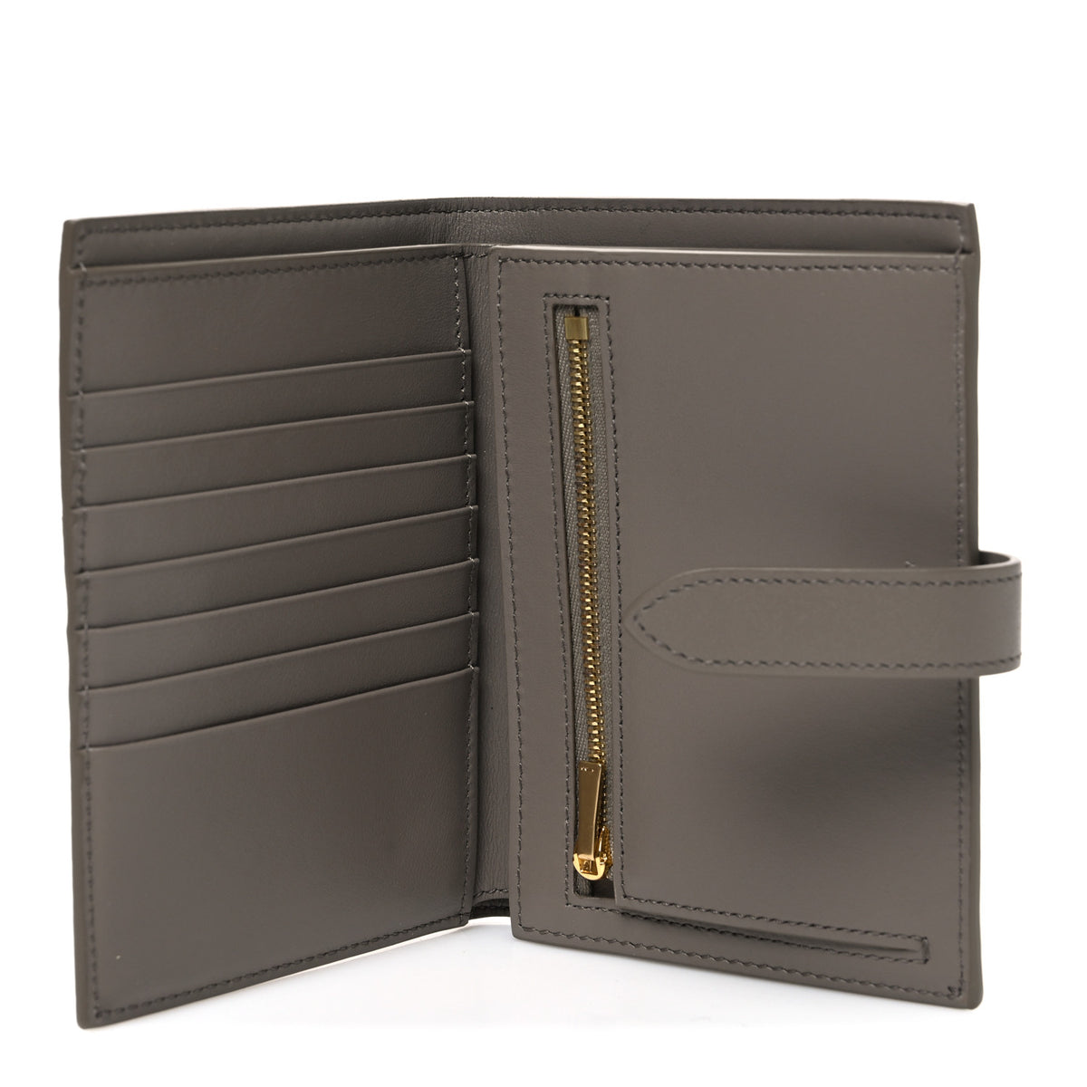 Grained Calfskin Medium Multifunction Strap Wallet Pebble