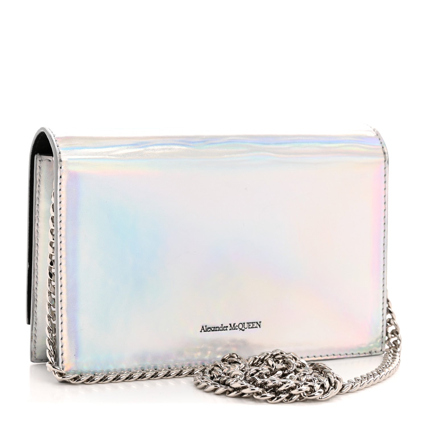 Alexander McQueen Iridescent Calfskin Skull Crossbody Silver 3 of 10