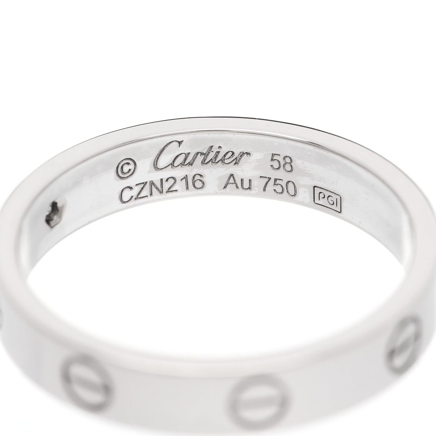18K White Gold Diamond 4mm LOVE Wedding Band Ring 58 8.5