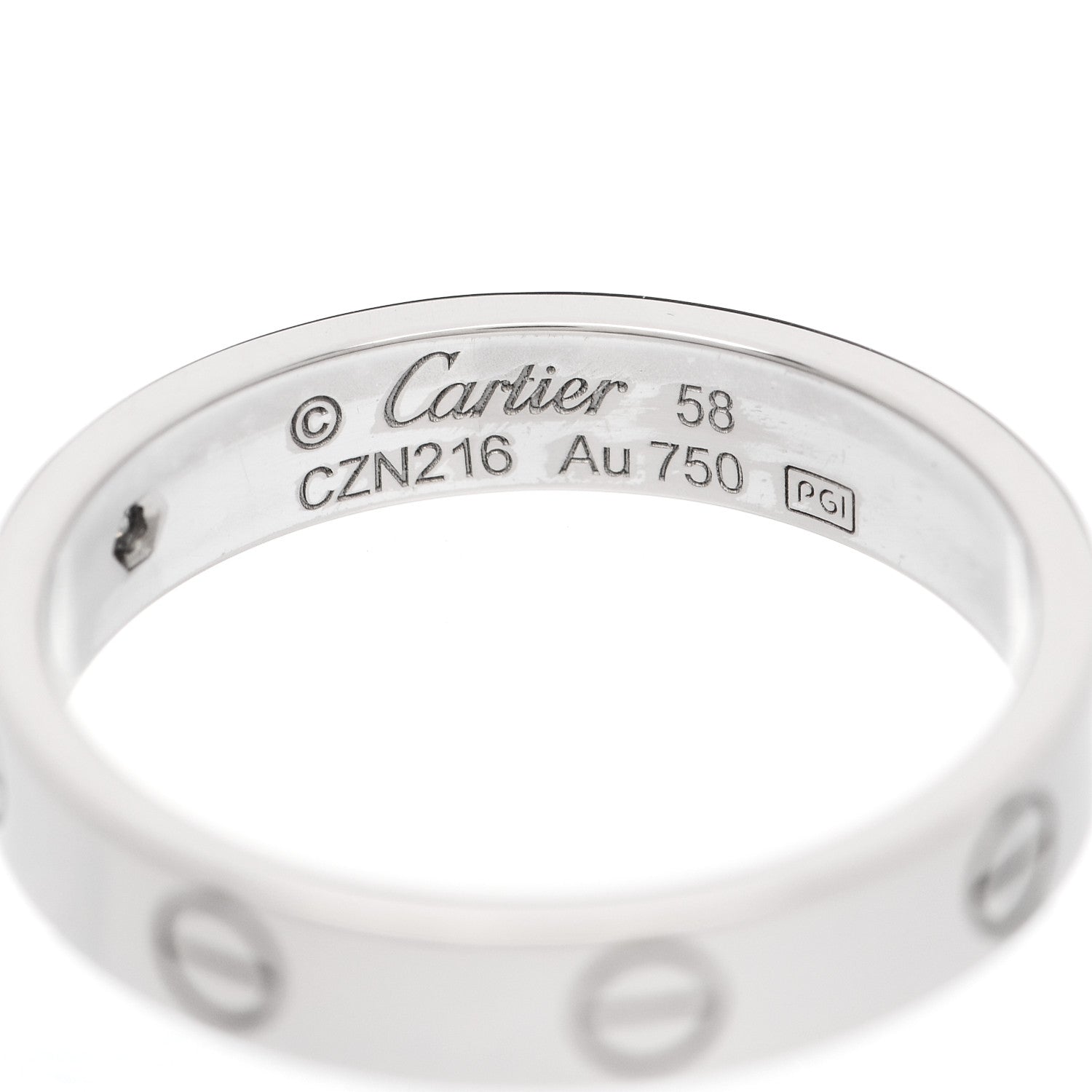 Cartier 18K White Gold Diamond 4mm LOVE Wedding Band Ring 58 8.5 3 of 3