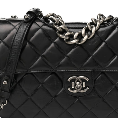 Chanel Glazed Calfskin Quilted Large Perfect Edge Flap Black 9 of 12