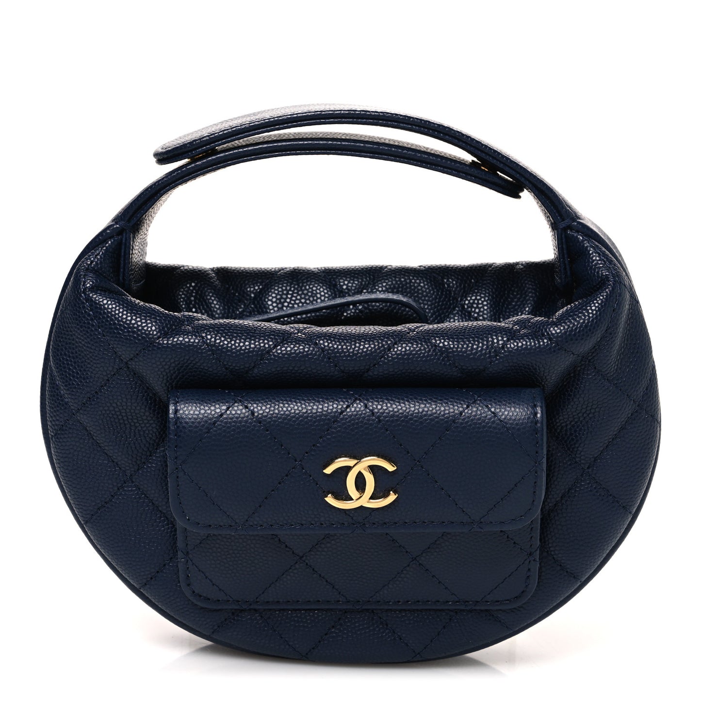 Caviar Quilted Polly Pocket Pouch Hobo Navy