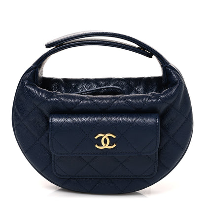 Chanel Caviar Quilted Polly Pocket Pouch Hobo Navy 1 of 11