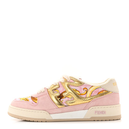 Versace X FENDI Suede Fabric FF Baroque Womens Fendace Match Sneakers 38 Pink Gold Multicolor 1 of 9