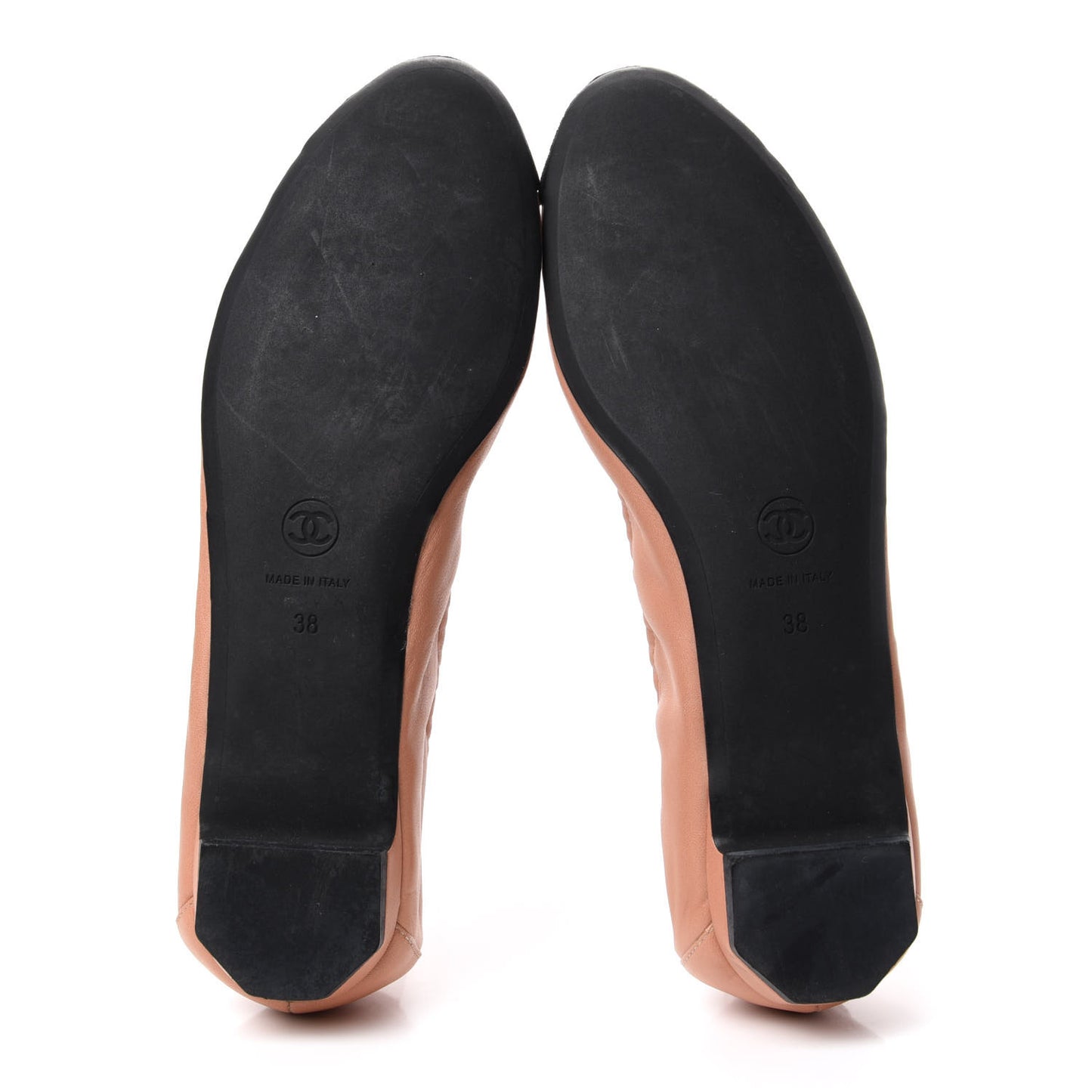 Lambskin Suede CC Elastic Cap Toe Ballerina Flats 38 Pink Black