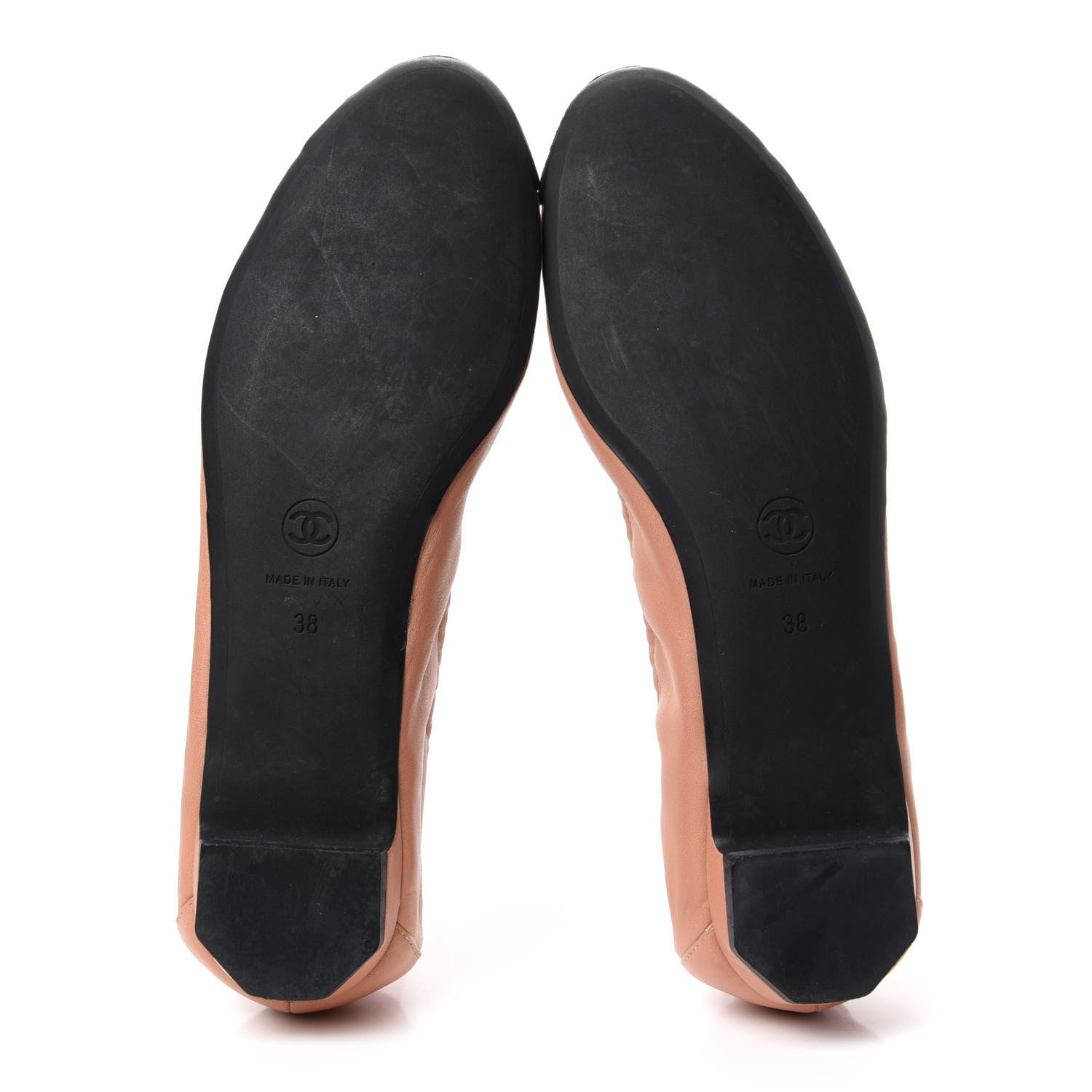 Chanel Lambskin Suede CC Elastic Cap Toe Ballerina Flats 38 Pink Black 6 of 10