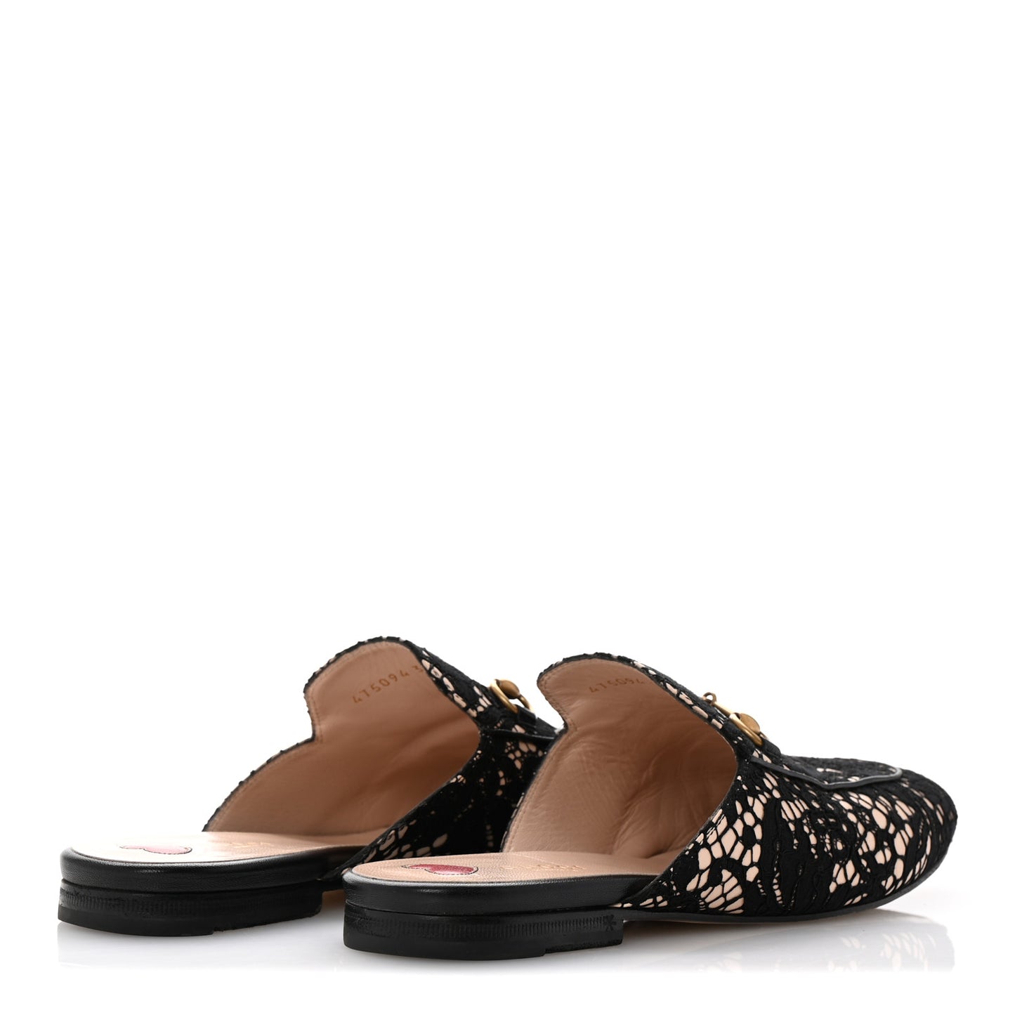 Lace Malaga Kid Womens Princetown Slippers 38.5 Black Skin Rose
