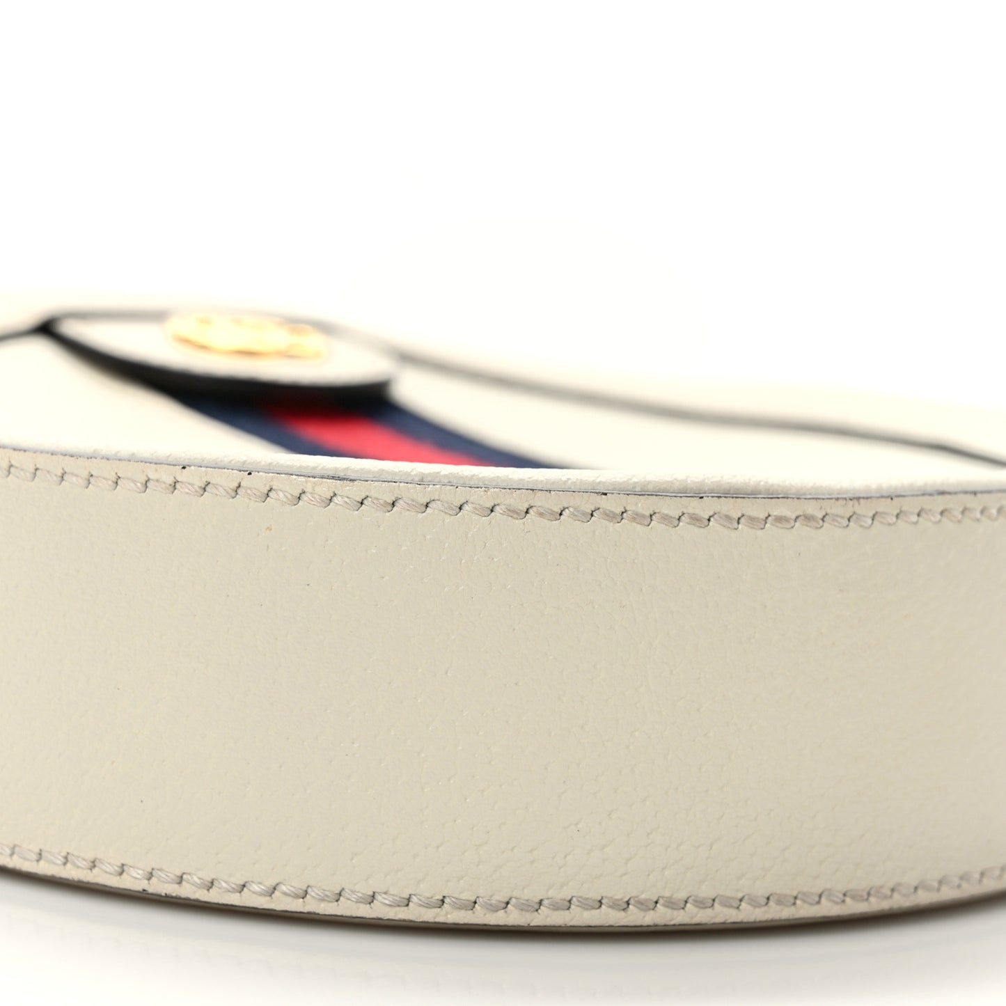 Textured Calfskin Web Mini Ophidia Round Shoulder Bag Mystic White