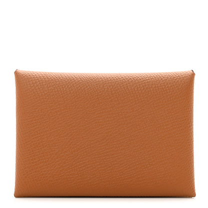 Hermes Epsom Calvi Duo Card Case Gold 1 of 7