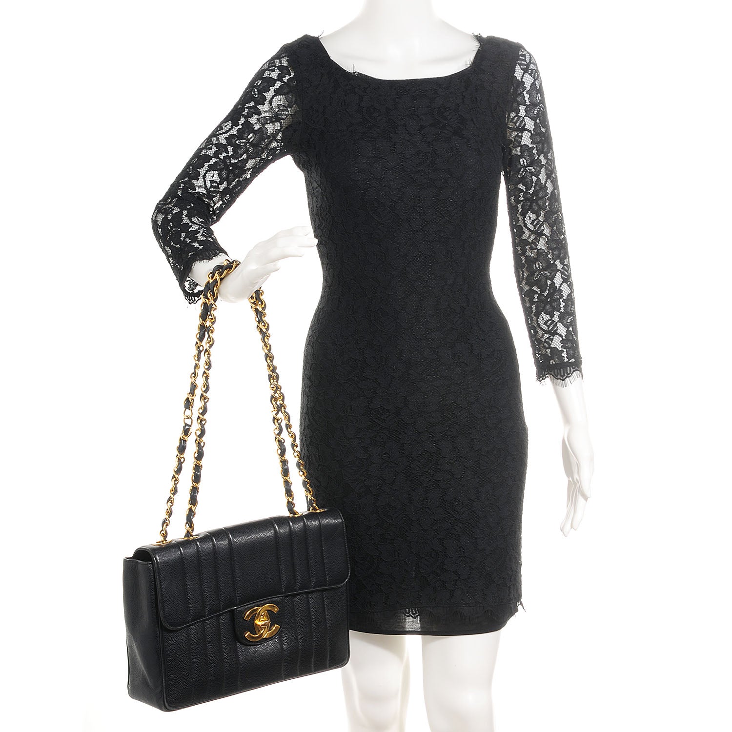 Chanel Caviar Vertical Quilt Jumbo Flap Black 2 of 8