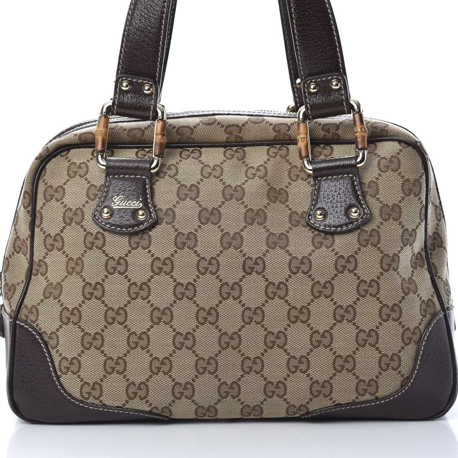 Gucci Monogram Bamboo Boston Dark Brown 8 of 13