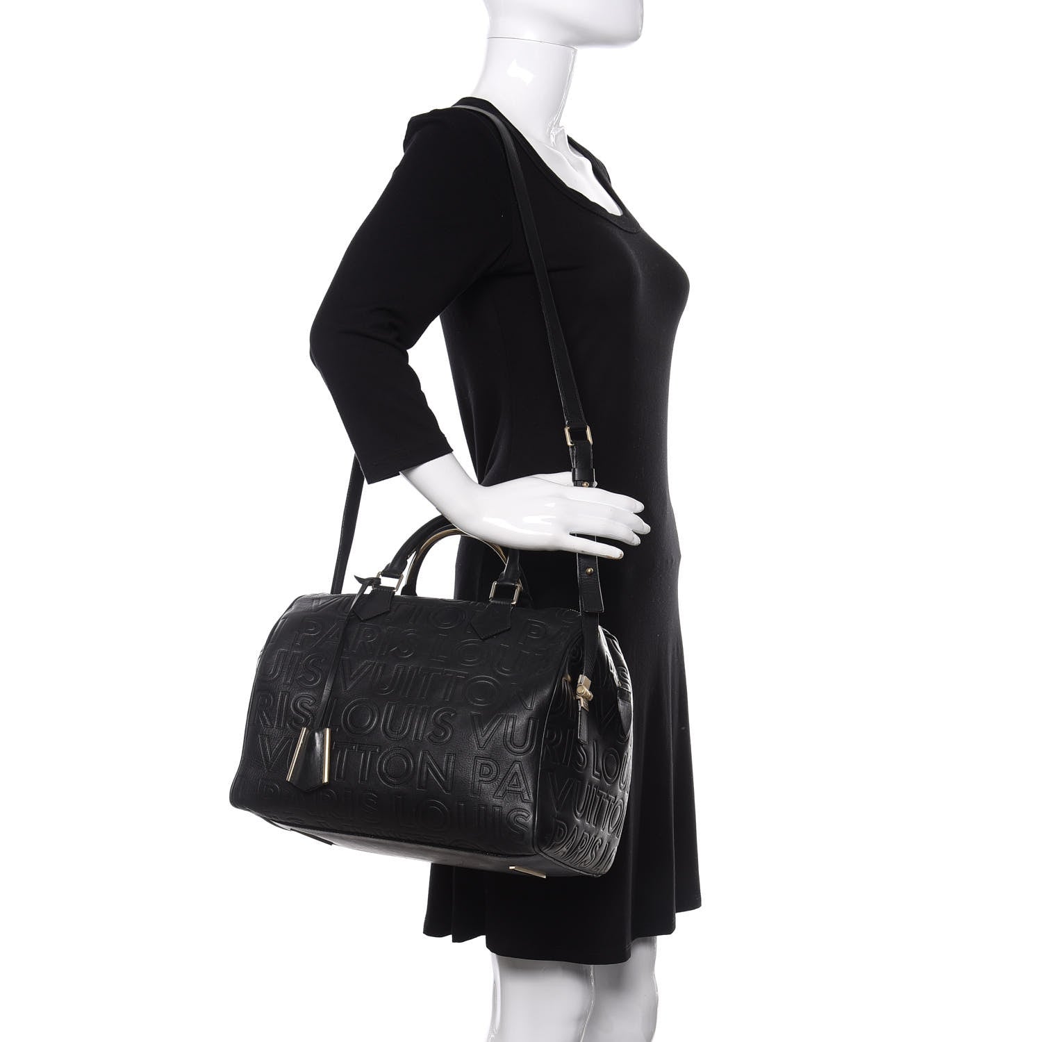 Louis Vuitton Calfskin Embossed Speedy Cube 30 Black 2 of 13