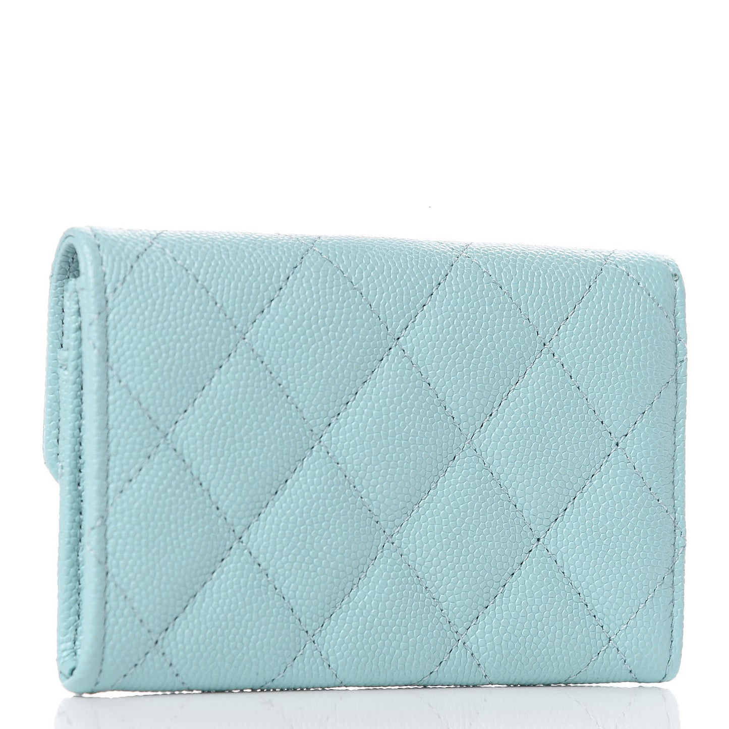 Caviar Quilted Flap Card Holder Turquoise