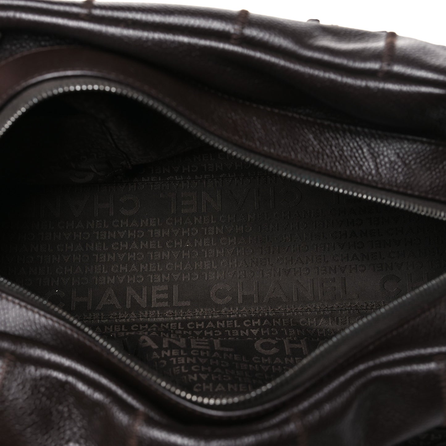 Caviar Square Stitched Tote Dark Brown
