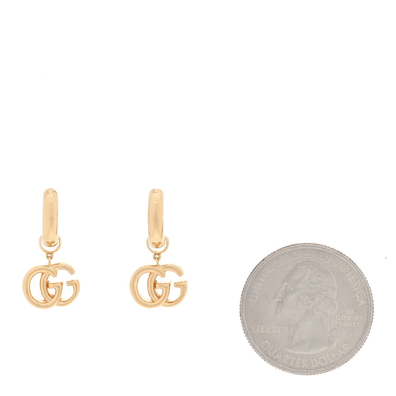 Gucci 18K Yellow Gold Running G Drop Hoop Earrings 2 of 4