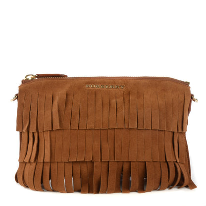 Burberry Suede Fringe Peyton Crossbody Clutch Bag Amber 1 of 12