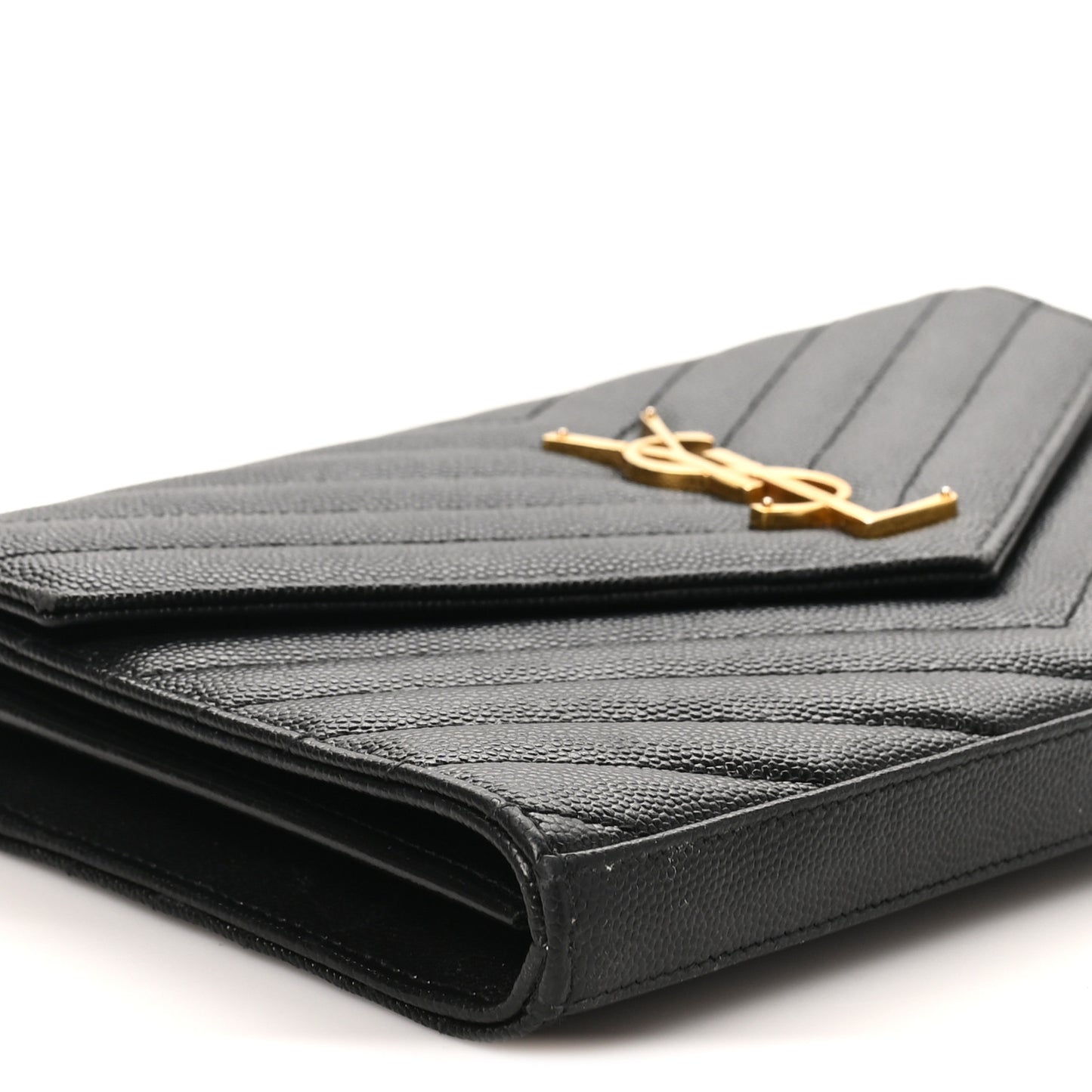 Grain De Poudre Matelasse Chevron Monogram Chain Wallet Black