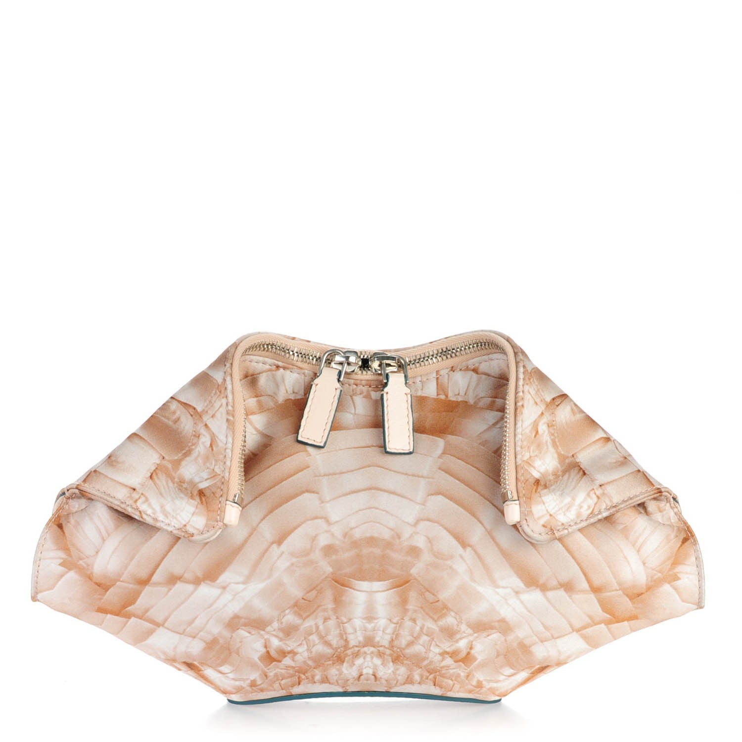 Alexander McQueen Silk Lace Ruffle Printed Small De Manta Clutch Blush 1 of 7