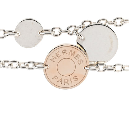 Hermes Sterling Silver 18K Rose Gold Confettis Long Necklace 4 of 5