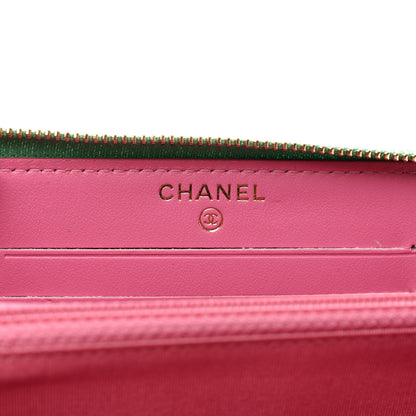 Chanel Caviar Quilted Medium Filigree Zip Around Wallet Pink Blue Green 7 of 8
