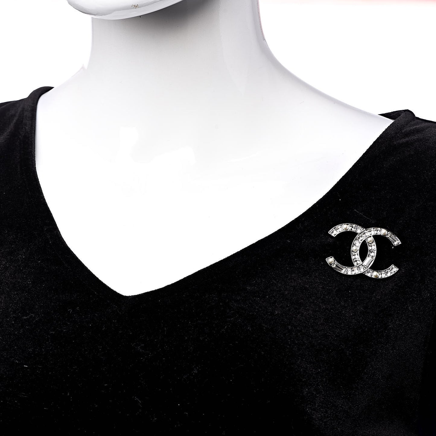 Ruthenium Pearl Crystal Baguette CC Brooch