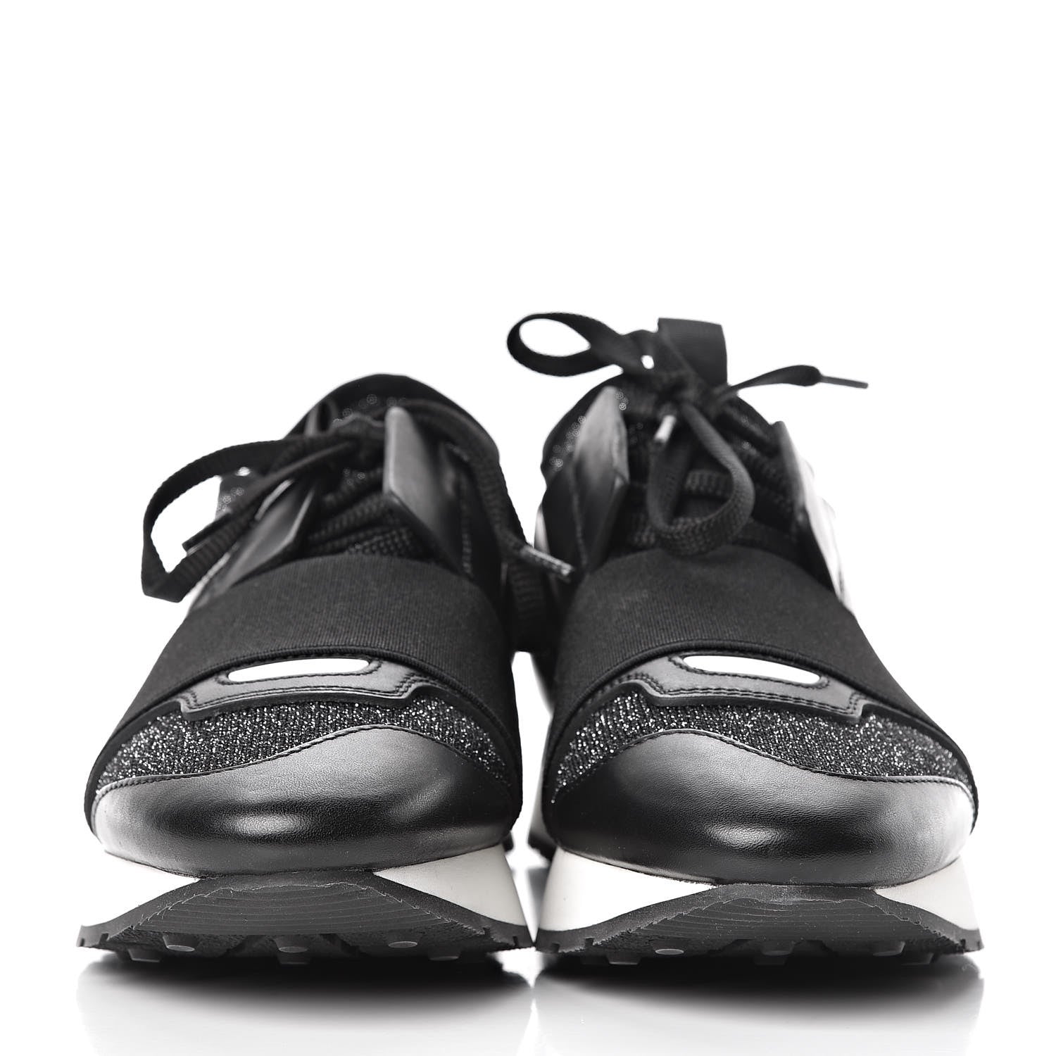 Balenciaga Mesh Lurex Calfskin Womens Race Runner Sneakers 35 Black 2 of 8