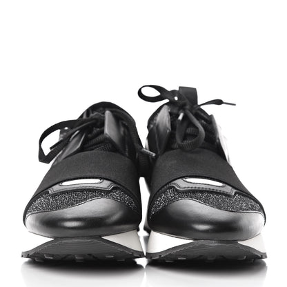 Balenciaga Mesh Lurex Calfskin Womens Race Runner Sneakers 35 Black 2 of 8