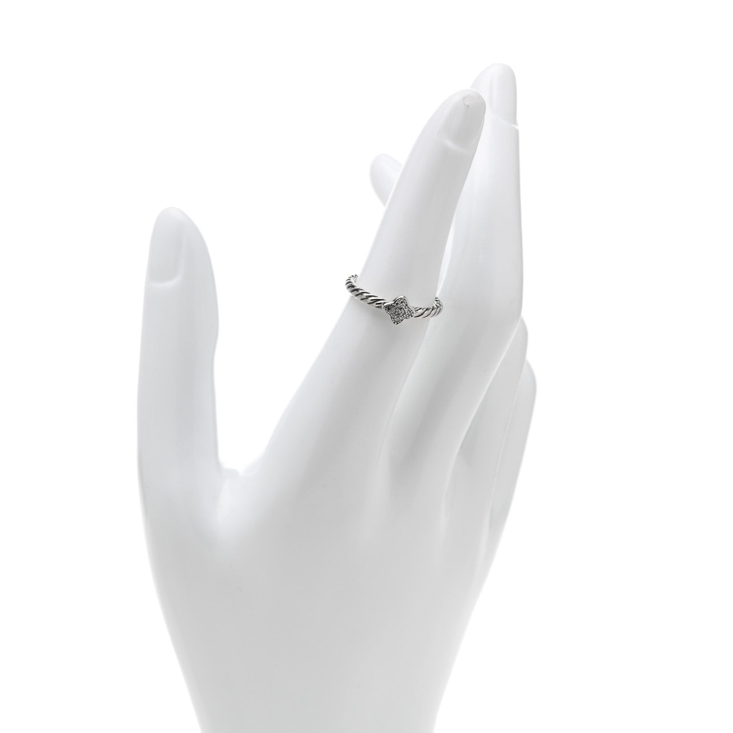 David Yurman Sterling Silver Diamond Quatrefoil Ring 52 6 2 of 5